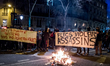 Protestors holding banners on February 16, 2017 during a demonstration to demand justice f...