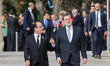 President of the French Republic Francois Hollande (L) and Spanish Prime Minister Mariano...