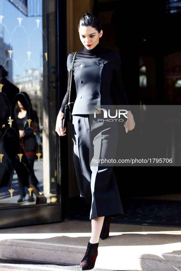 Kendall Jenner seen leaving her hotel in Paris, France on March 2, 2017. 