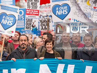 Actress Julie Hesmondhalgh and Assistant General Secretary of Unite the Union, Steve Turner marching with "It's our NHS" - National Demonstr...