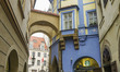 Tourists walking in the street of Prague, the capital city of Czech Republic during the wi...
