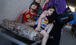 Women and children from the family of Al-KHoudary  crying after an Israeli air raid on the...
