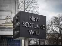 A view of New Scotland Yard office in London, on March 23, 2017. Police continue investigations after the terror attack in London yesterday...