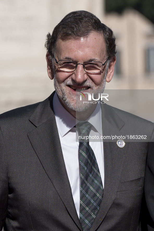 Spanish Prime Minister Mariano Rajoy during arrivals for an EU summit at the Palazzo dei Conservatori in Rome on Saturday, March 25, 2017. E...