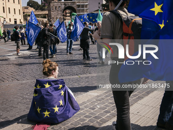 Gathering for the March for Europe in PIazza Bocca della Verità, 25th march 2017, Rome.  by Jacopo Landi/NurPhoto
