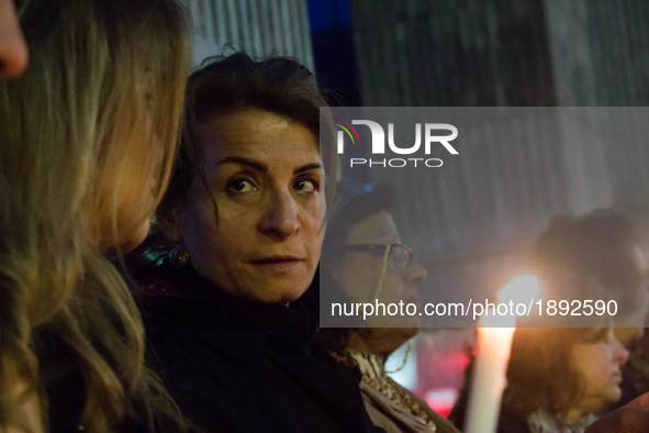 Demonstrated in Cairo, Egypt on 10 April 2017 by candles in front of the Journalists Syndicate to solidarity with the victims of the bombing...