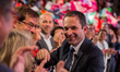 French socialist party candidate for 2017 French elections, Benoit Hamon shakes the hands...