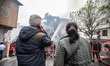 Fire in a building in Kurtulus, Istanbul, on April 12, 2017. Fire was for an electrical fa...