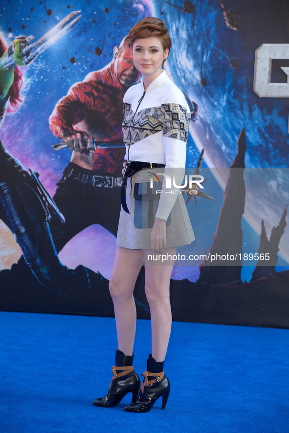 Actress Karen Gillan attends the European Premiere of Guardians of the Galaxy on 24/07/2014 at Empire Leicester Square, London. Persons pict...
