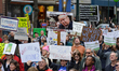 Protestors participate in a Tax Day March in Center City Philadelphia, on April 15, 2017....