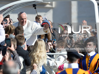 Pope Francis during his weekly general audience Wednesday in St. Peter's Square, at the Vatican on april 19, 2017 (