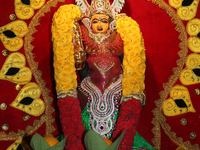 Idol of Sri Gowri Meenakshi at a Tamil Hindu temple in Toronto, Ontario, Canada. (