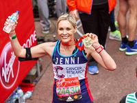 Jenni Falconer poses for a photo after completing the Virgin London Marathon on April 23, 2017 in London, England. (