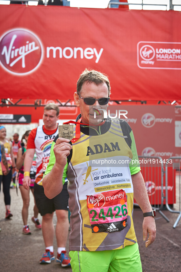 Adam Woodyatt poses for a photo ahead of participating in The Virgin London Marathon on April 23, 2017 in London, England. 