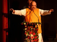 National President of Bharatiya Janata Party (BJP), Amit Shah deliver his speech in Kolkata , India on Wednesday , 26th April , 2017.The BJP...