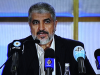 Chairman of the Hamas Political Bureau, Khaled Mashal expresses new vision and policy of Hamas during the meeting of the Hamas officials in...