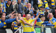 Rafal Siemaszko (Arka), celebration, goal,  during Polish FA Cup, final match Arka Gdynia...