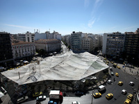 Art project Invisible City by German artist Gregor Schneider in Athens, Greece, May 8, 2017. Gregor Schneider makes Omonoia Square disappear...