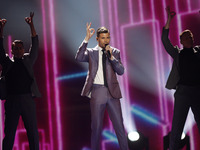 Robin Bengtsson from Sweden performs with the song "I Can't Go On", during the First Semi Final of the Eurovision Song Contest, in Kiev, Ukr...