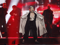 Dihaj from Azerbaijan performs with the song "Skeletons", during the First Semi Final of the Eurovision Song Contest, in Kiev, Ukraine, 09 M...