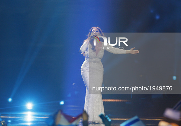 Claudia Faniello from Malta performs with the song "Breathlessly", during the Second Semi-Final of the Eurovision Song Contest, in Kiev, Ukr...