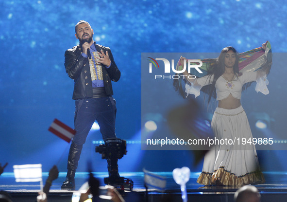 Joci Papai from Hungary performs with the song "Origo", during the Second Semi-Final of the Eurovision Song Contest, in Kiev, Ukraine, 11 Ma...