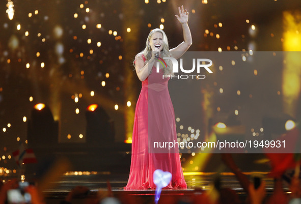 Anja Nissen from Denmark performs with the song "Where I Am", during the Second Semi-Final of the Eurovision Song Contest, in Kiev, Ukraine,...