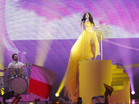 Timebelle from Switzerland performs with the song "Apollo", during the Second Semi-Final of the Eurovision Song Contest, in Kiev, Ukraine, 1...