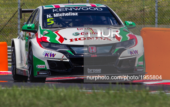 Norbert Michelisz of Hungary and Honda Racing Team JAS motorsport driver during the race on the Hungarian WTCC Grand Prix race day at Hungar...