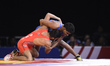 Azhar Hussain for Pakistan competes against Gayan Kathurangana for Sri Lanka at Wrestling...