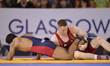 Tommy Hawthorn for Wales competes against Dipu Ray for Bangladesh at Wrestling as part of...