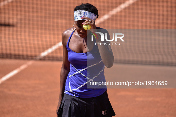 Venus Williams (USA) looks dejected during the match against Johanna Konta (GBR) at WTA Open Internazionali BNL D'Italia at the Foro Italico...