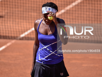 Venus Williams (USA) looks dejected during the match against Johanna Konta (GBR) at WTA Open Internazionali BNL D'Italia at the Foro Italico...