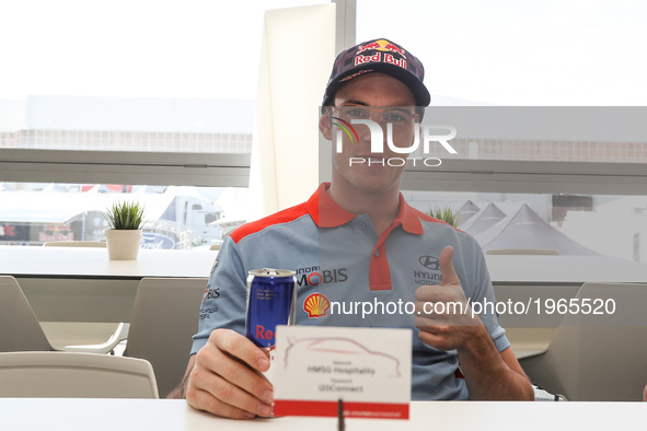 Thierry Neuville during the quick interviews of WRC Vodafone Rally de Portugal 2017, at Matosinhos in Portugal on May 18, 2017. 