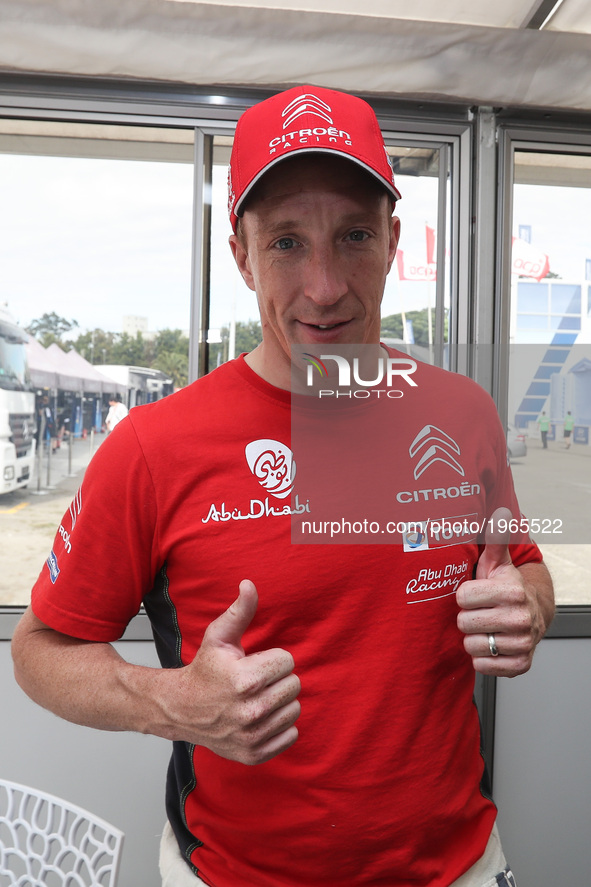 Kris Meeke during the quick interviews of WRC Vodafone Rally de Portugal 2017, at Matosinhos in Portugal on May 18, 2017. 
