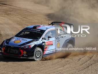Thierry Neuville and Nicolas Gilsoul in Hyundai i20 Coupe WRC of Hyundai Motorsport in action during the shakedown of WRC Vodafone Rally de...