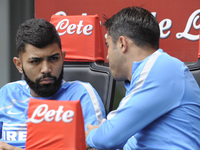 Gabriel Barbosa and Eder of Inter player in the bench before the Serie A match between FC Internazionale and US Sassuolo at Stadio Giuseppe...