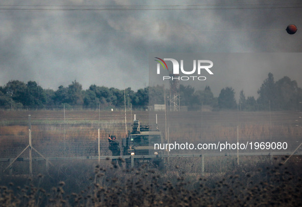 Clashes have broken out between Israeli Forces and protesters in the Gaza strip, near the border with Israel, during a demonstration in soli...