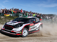 Elfyn Evans and Craig Parry in Ford Fiesta WRC of M-Sport World Rally Team in action during the SS10 Vieira do Minho of WRC Vodafone Rally d...