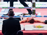 A knock out of Alain Charvet (SUI) during at Poznan Boxing Night gala, in Poznan, Poland, on 20 May 2017.  (