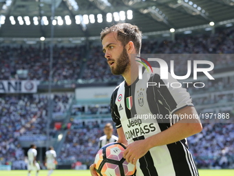 Miralem Pjanic (Juventus FC) during the Serie A football match between Juventus FC and FC Crotone at Juventus Stadium on may 21, 2017 in Tur...