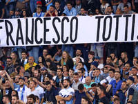 Serie A Lazio v Inter
Lazio supporters with a banner greeting the captain of As Roma Francesco Totti that will retire after the last match...