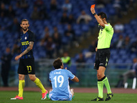 Serie A Lazio v Inter
Senad Lulic of Lazio receiving a red card by the referee Di Bello at Olimpico Stadium in Rome, Italy on May 21, 2017....