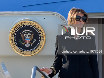 First Lady Melania Trump, arriving at Fiumicino Airport in Rome on May 23, 2017 (