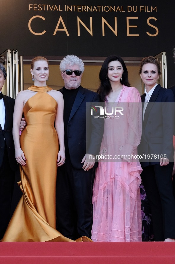 Previous Palm d'or winner Jessica Chastain , Pedro Almodovar , Fan Bingbing at the 70th Anniversary Red Carpet Arrivals   during the 70th Ca...
