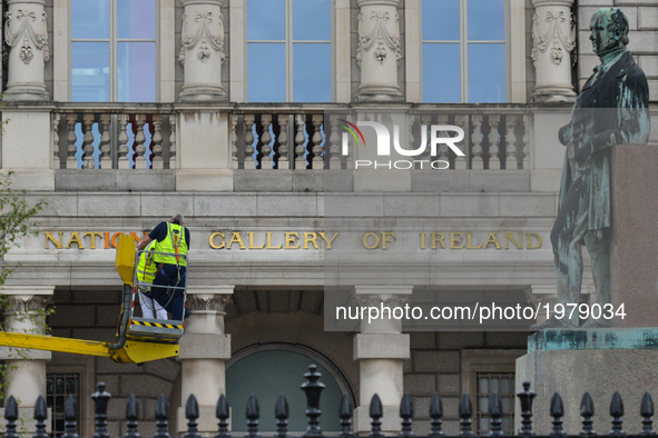 The National Gallery Of Ireland signs are getting painted, in Dublin's city center.
On Wednesday, May 24, 2017, in Dublin, Ireland. 
