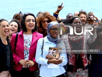 Demonstration organized by the Ngo Action Aid for the campaign 'Oper your ears" directed to the G7 leaders at Taormina, Italy on May 25, 201...