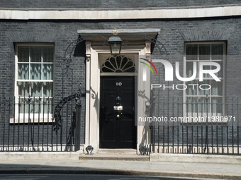 British Prime Minister, Theresa May, and Foreign Secretary, Boris Johnson, leave Downing Street, to attend the NATO summit in Brussels, Lond...