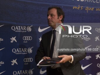 Sandro Rosell, former president of FC Barcelona in a file image of 2014, in Barcelona, Spain. (