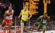 Athletes compete in the 110m hurdles at the 20th Commonwealth games in Hamden Park in Glas...